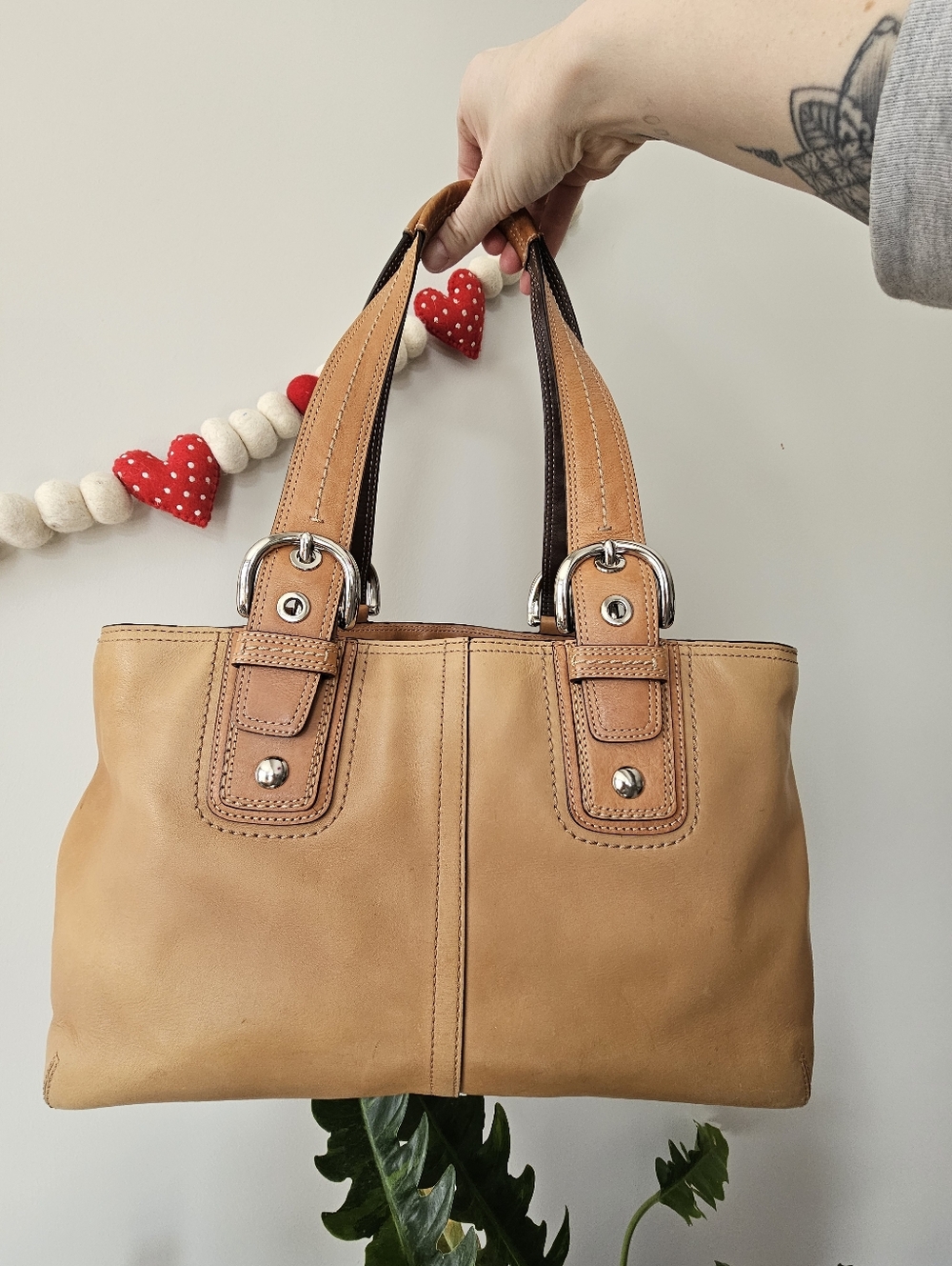 Coach F13109 Soho Buckle Two Tone Tan Leather Satchel Shoulder Bag - Picture 3 of 15